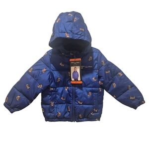 Miles The Label Size 2T New Kids Puffer Jacket Blue Football Toddler NWT
